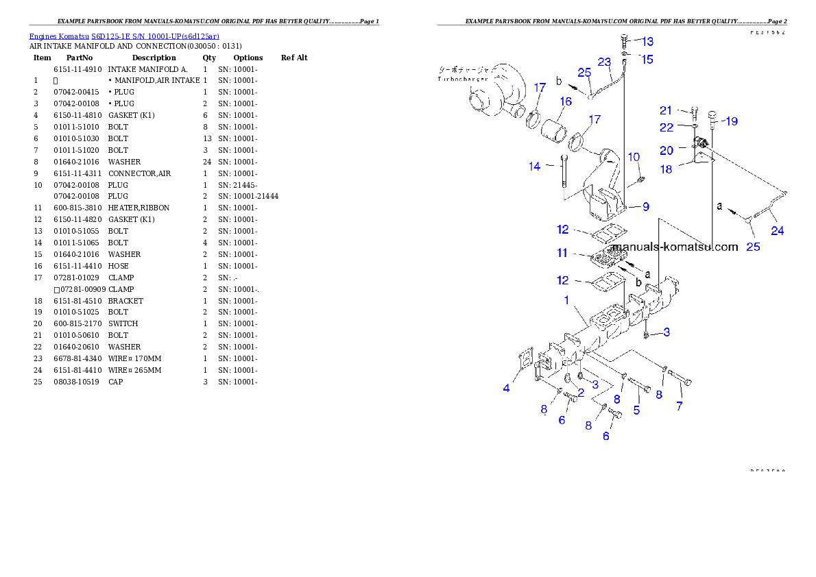 Protected: S6D125-1E S/N 10001-UP Partsbook