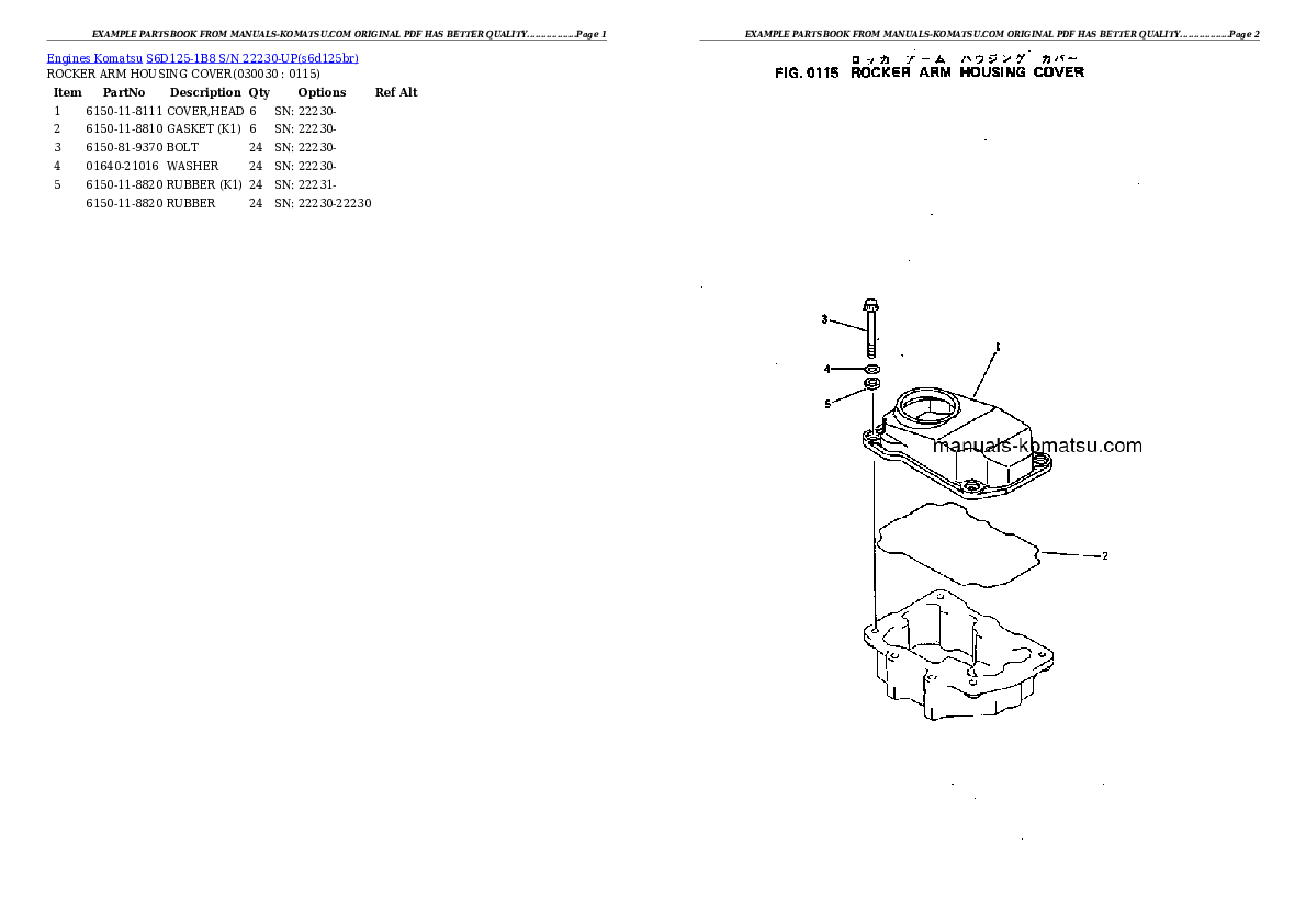 S6D125-1B8 S/N 22230-UP Partsbook