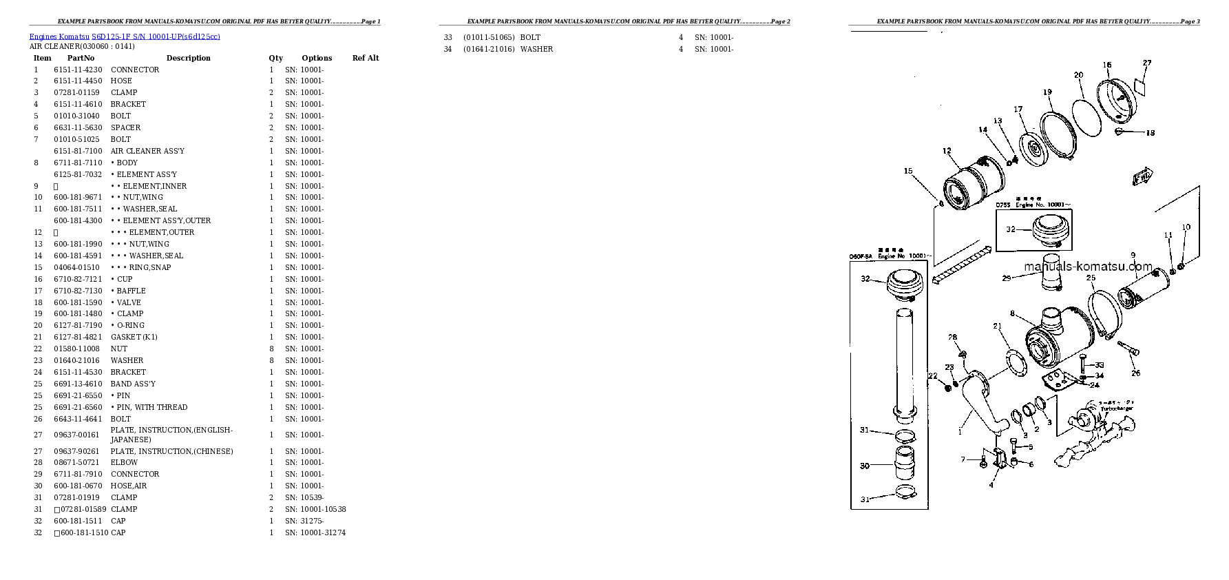 Protected: S6D125-1F S/N 10001-UP Partsbook