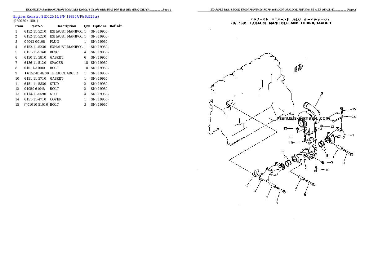 Protected: S6D125-1L S/N 19950-UP Partsbook