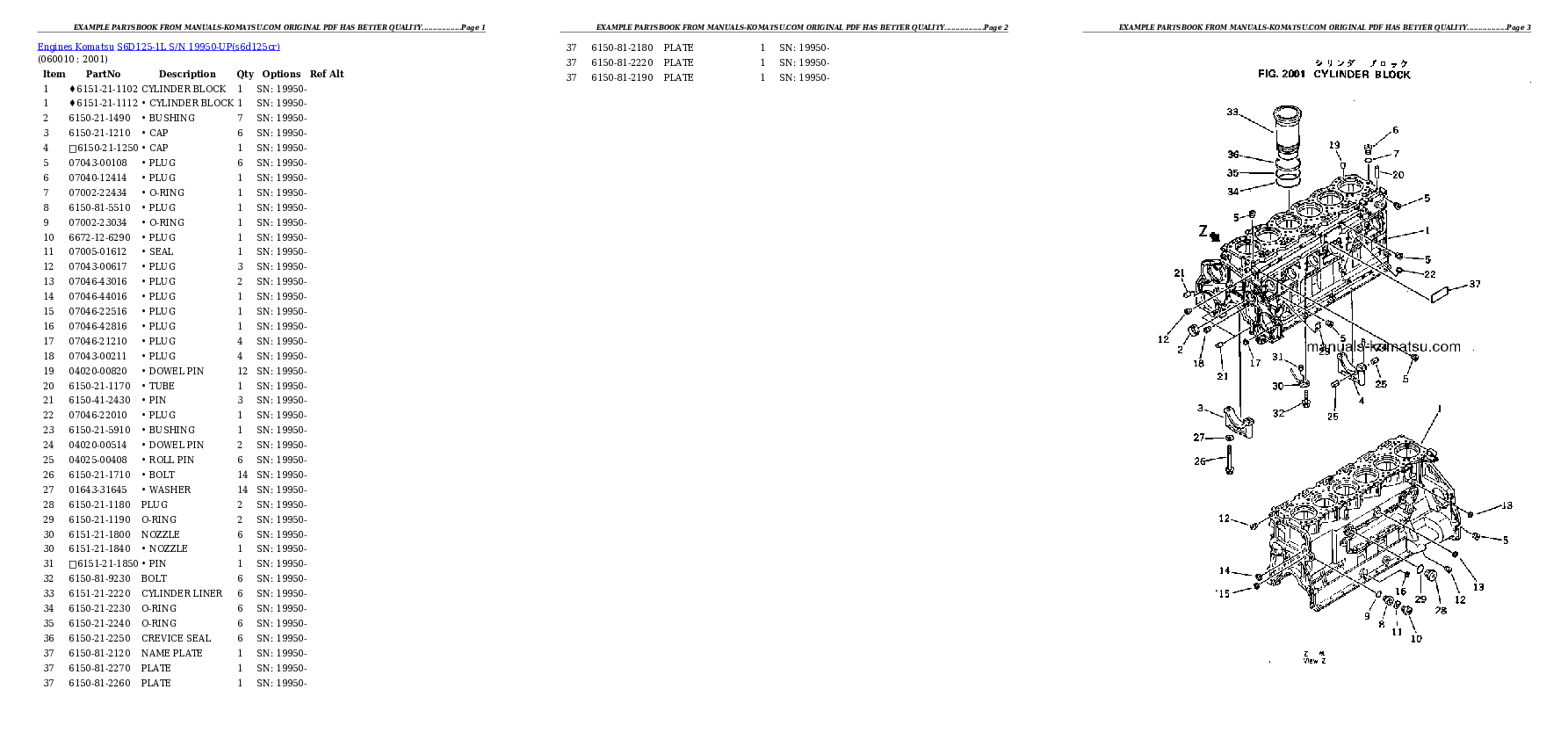 Protected: S6D125-1L S/N 19950-UP Partsbook