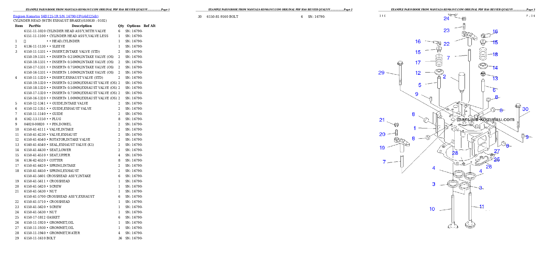 S6D125-1R S/N 16790-UP Partsbook
