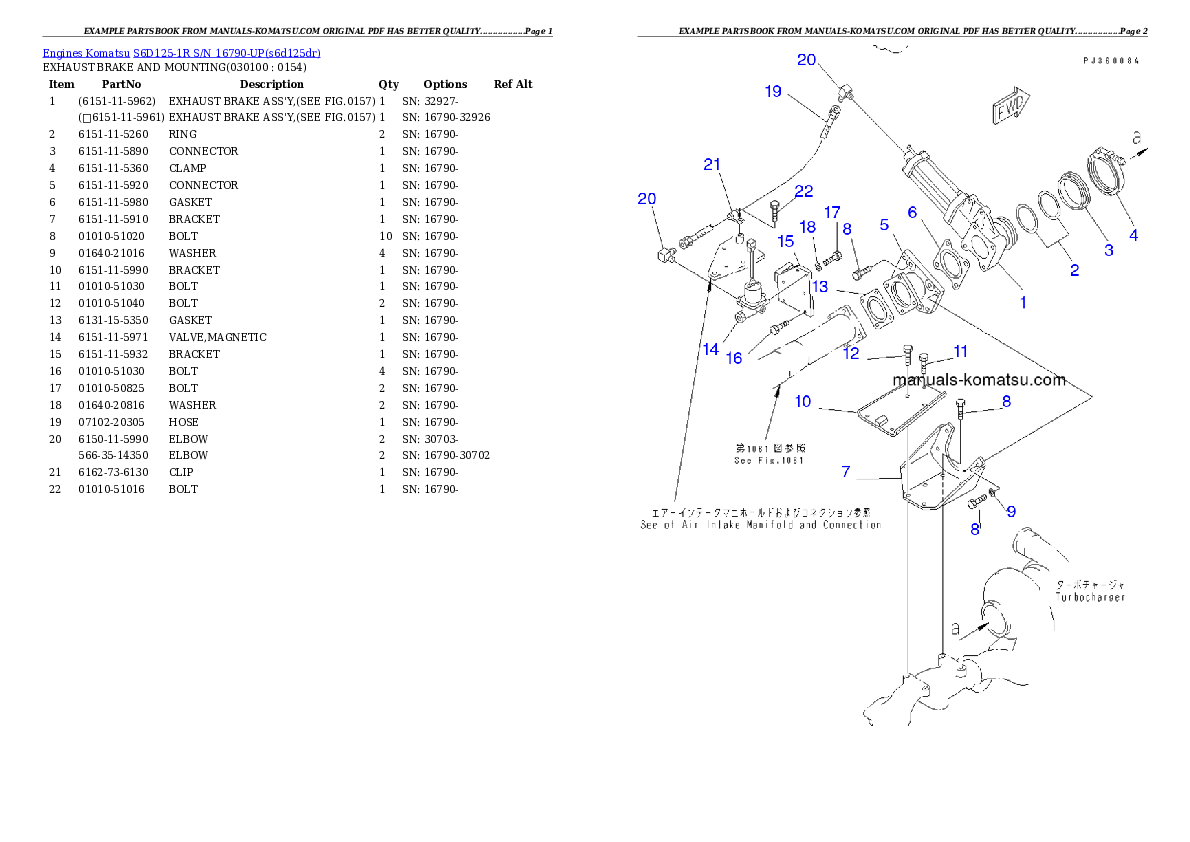 Protected: S6D125-1R S/N 16790-UP Partsbook