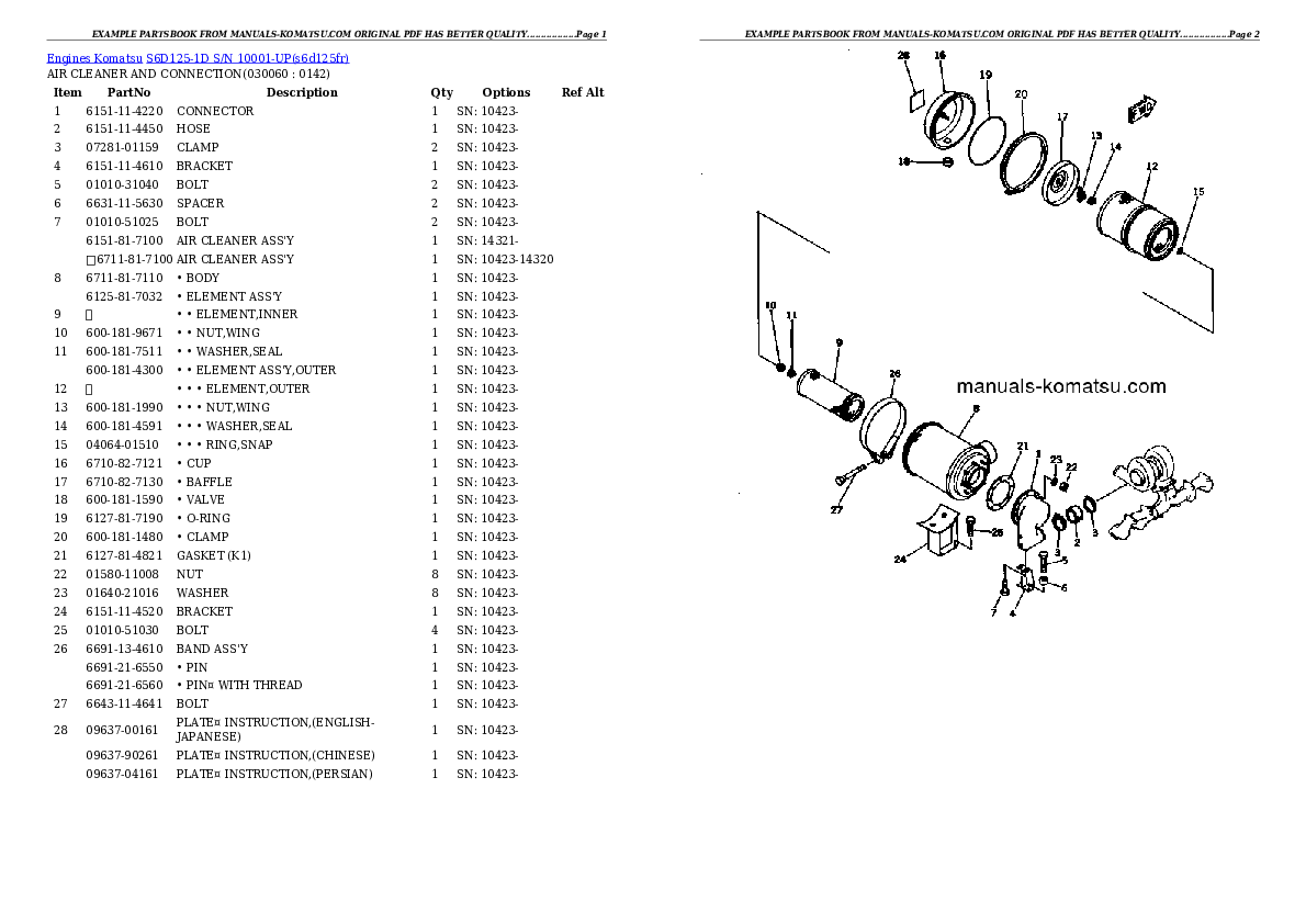 Protected: S6D125-1D S/N 10001-UP Partsbook