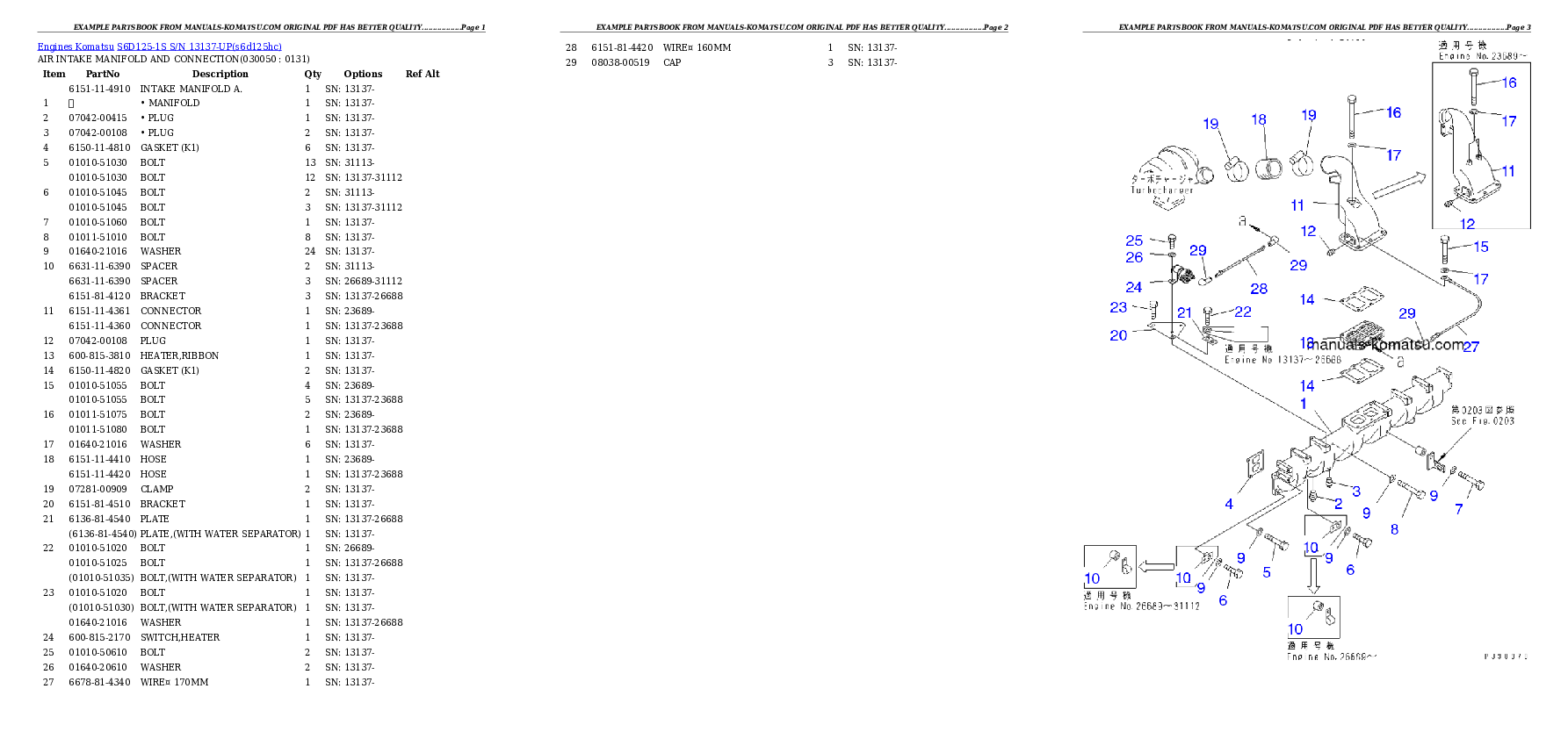 Protected: S6D125-1S S/N 13137-UP Partsbook