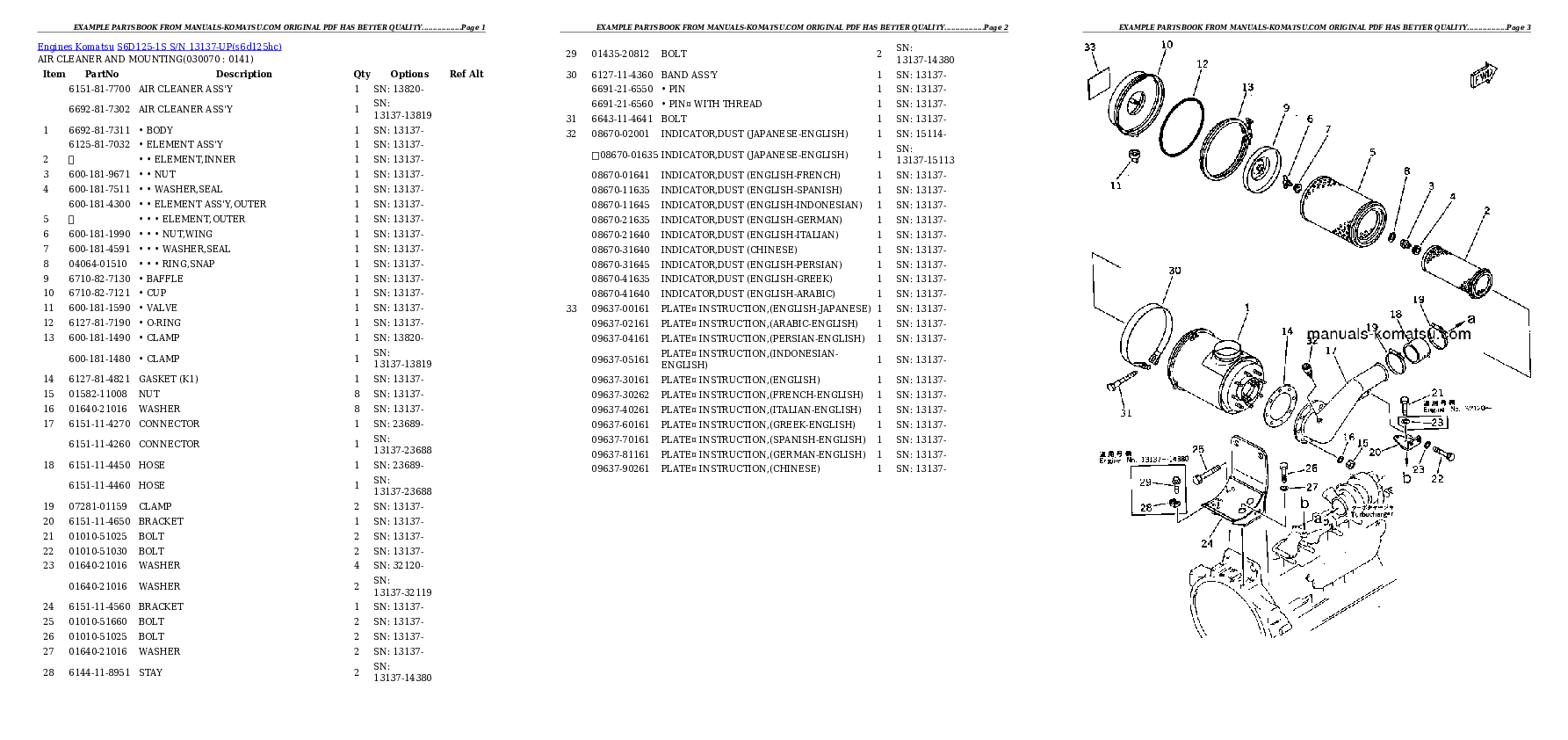 Protected: S6D125-1S S/N 13137-UP Partsbook