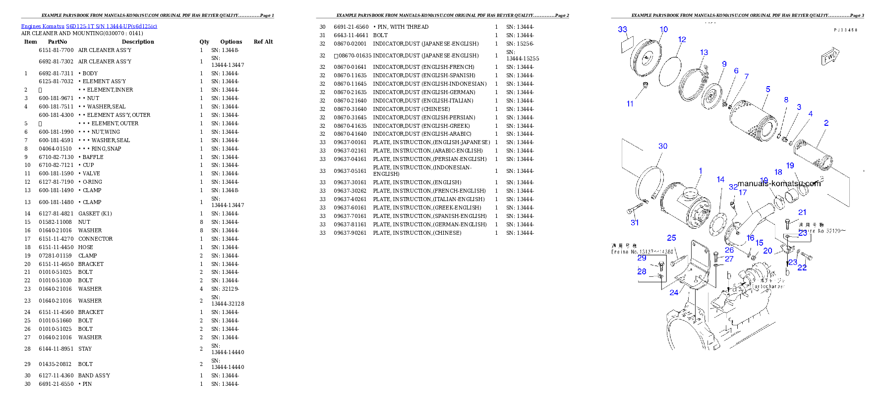 Protected: S6D125-1T S/N 13444-UP Partsbook