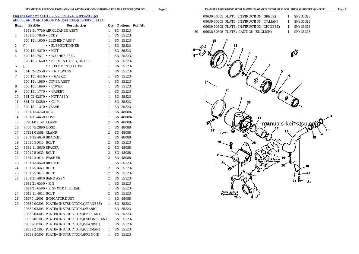 Protected: S6D125-1VV S/N 35323-UP Partsbook