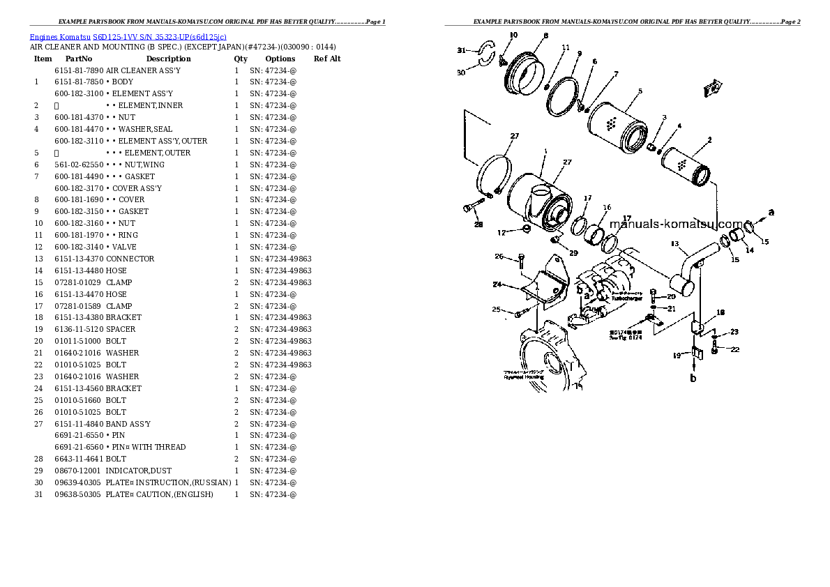 Protected: S6D125-1VV S/N 35323-UP Partsbook