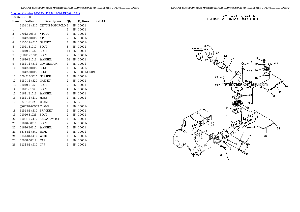 Protected: S6D125-1K S/N 10001-UP Partsbook