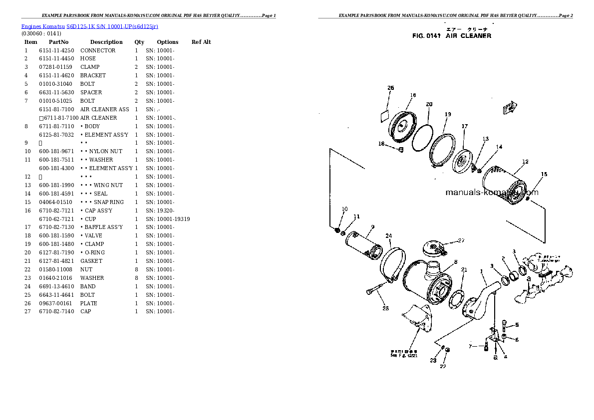 Protected: S6D125-1K S/N 10001-UP Partsbook