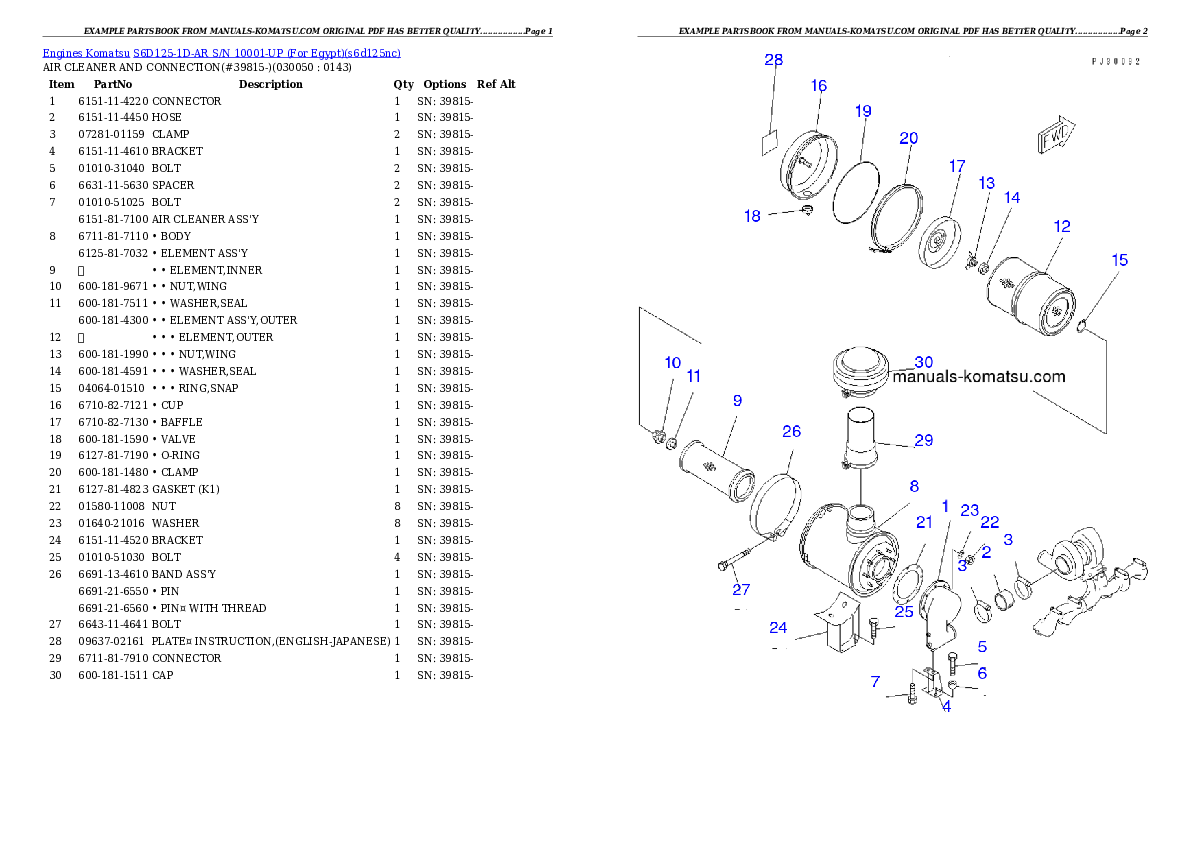 Protected: S6D125-1D-AR S/N 10001-UP (For Egypt) Partsbook