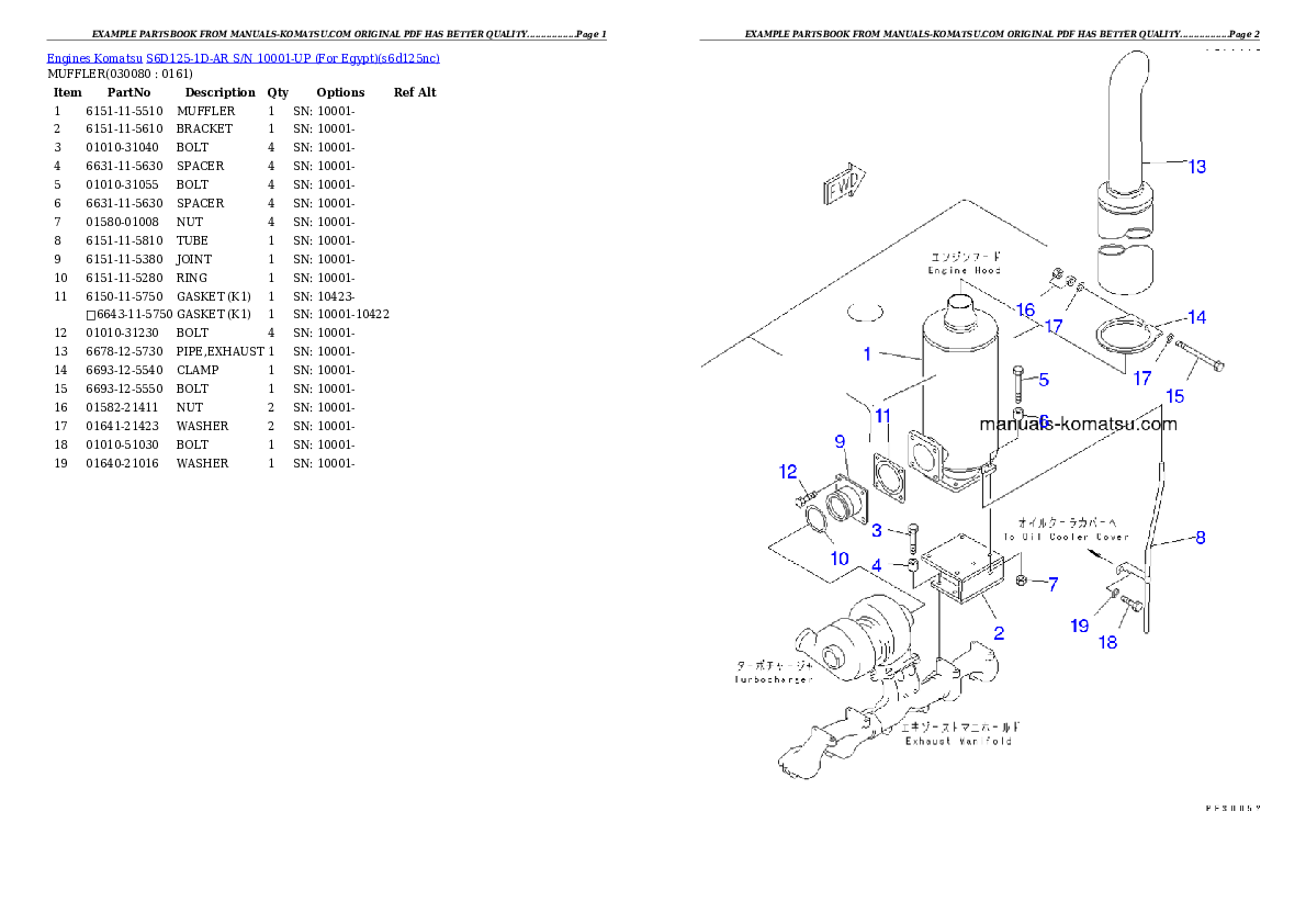 Protected: S6D125-1D-AR S/N 10001-UP (For Egypt) Partsbook