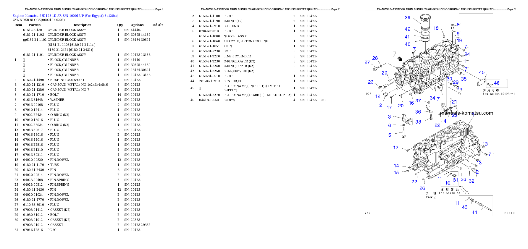 Protected: S6D125-1D-AR S/N 10001-UP (For Egypt) Partsbook