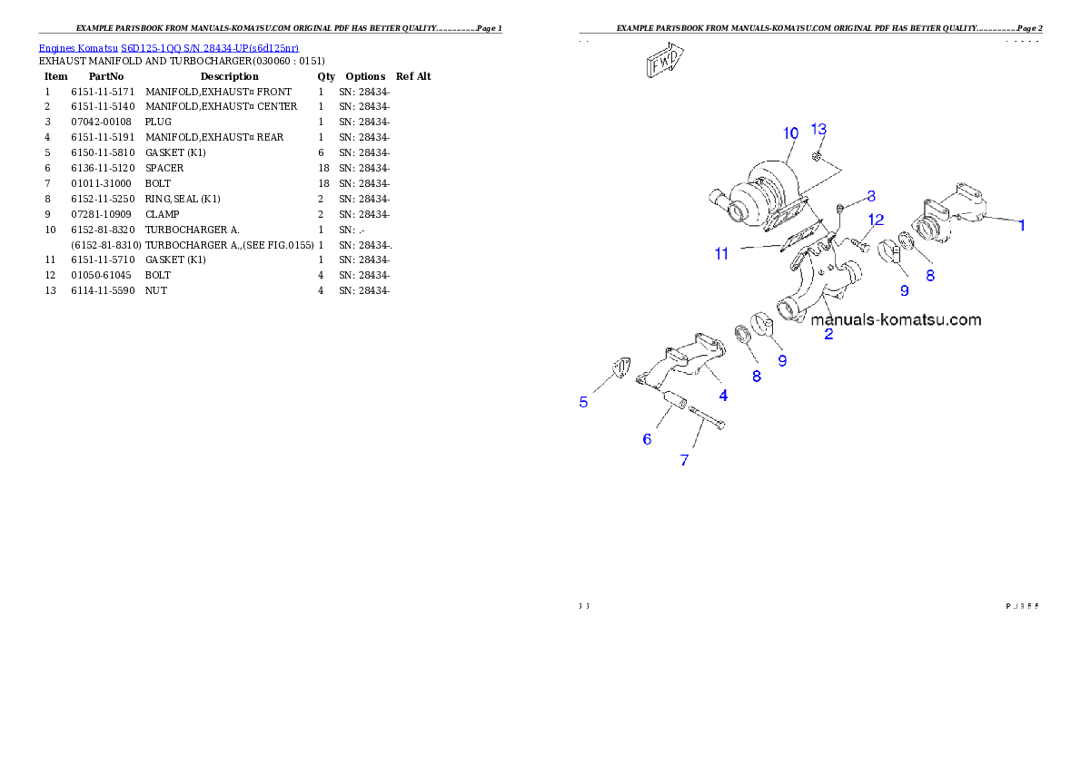 Protected: S6D125-1QQ S/N 28434-UP Partsbook