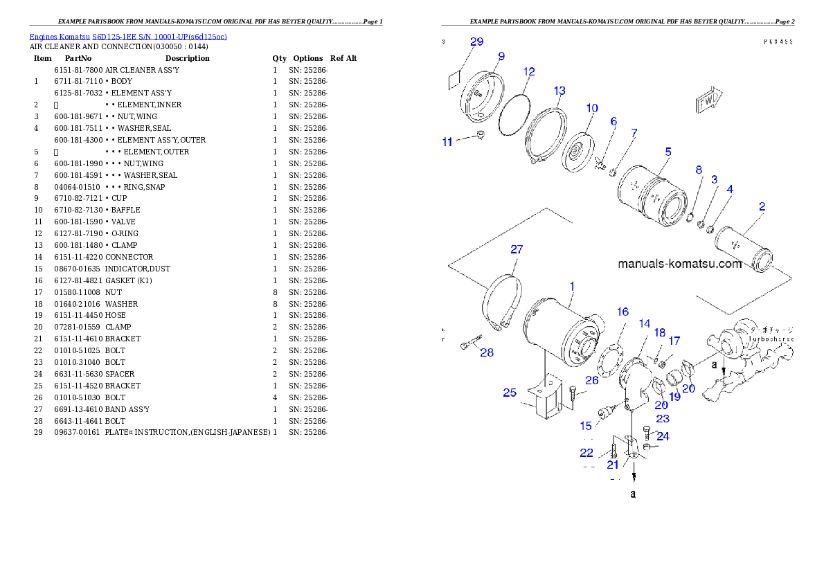 Protected: S6D125-1EE S/N 10001-UP Partsbook