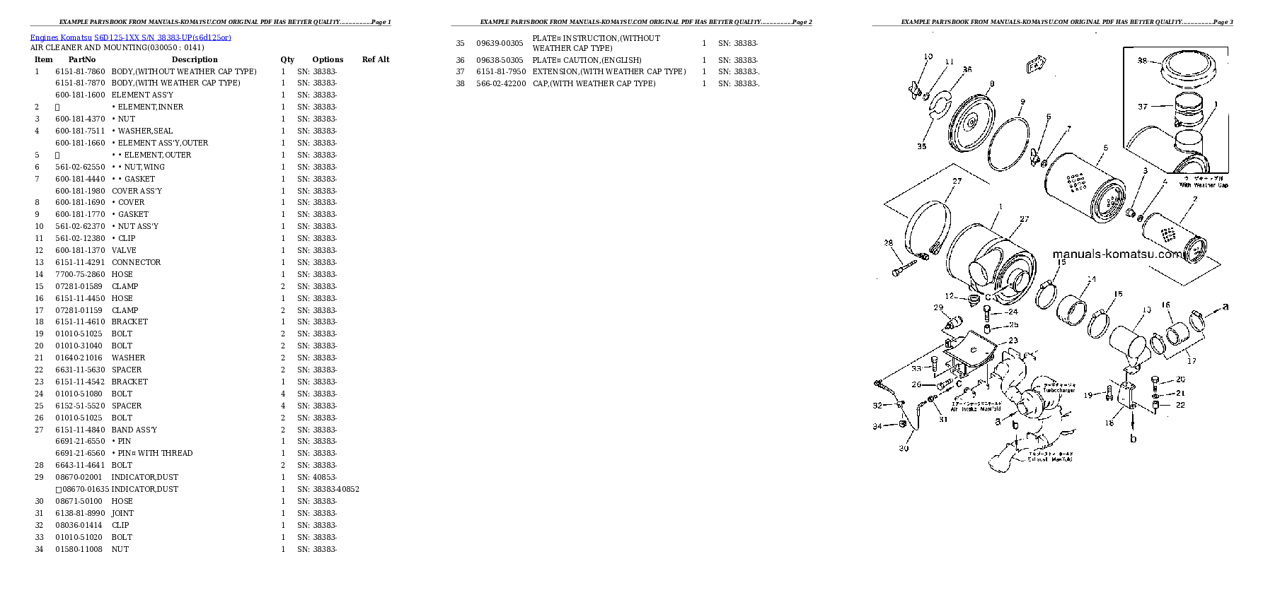 Protected: S6D125-1XX S/N 38383-UP Partsbook