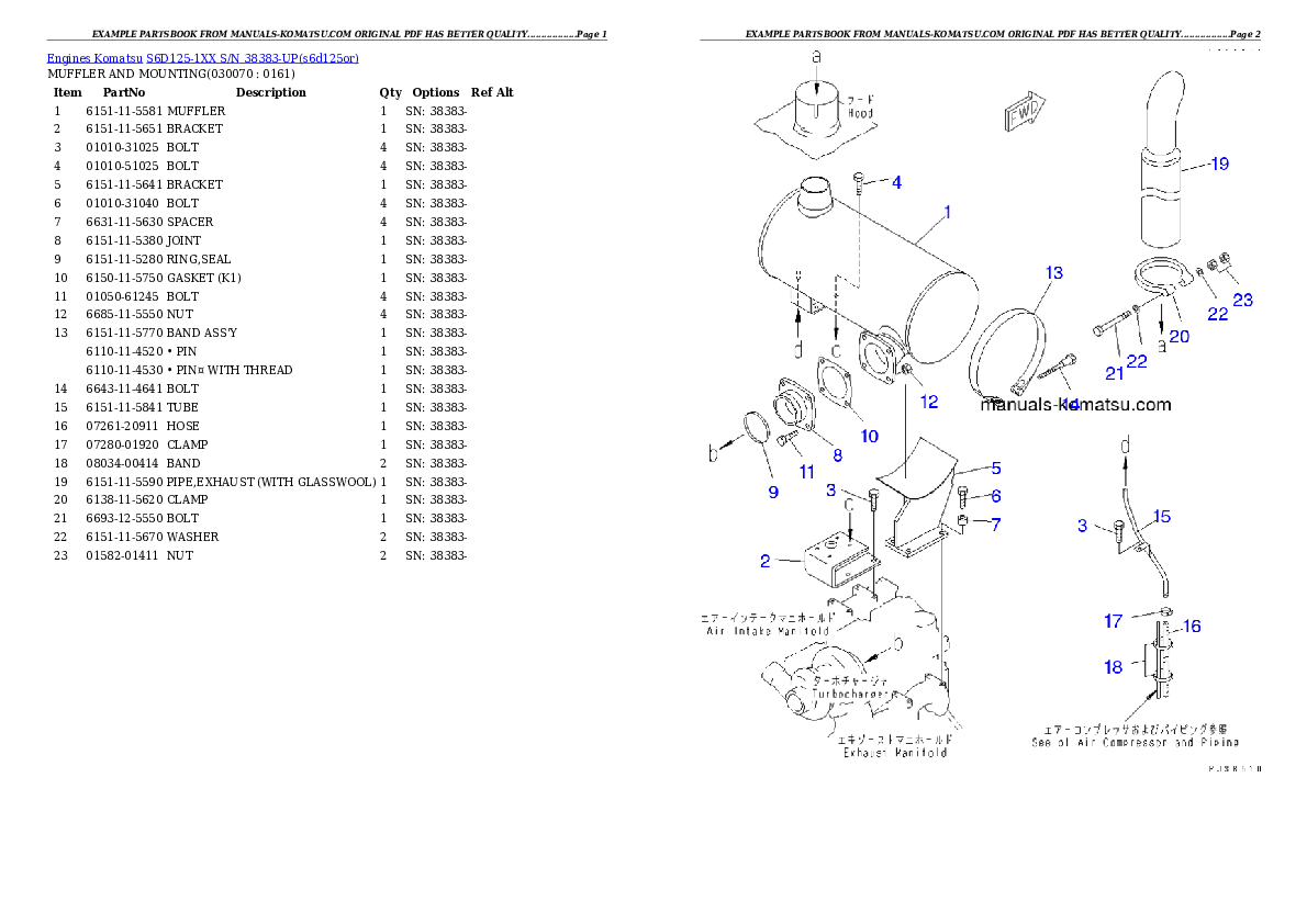 Protected: S6D125-1XX S/N 38383-UP Partsbook
