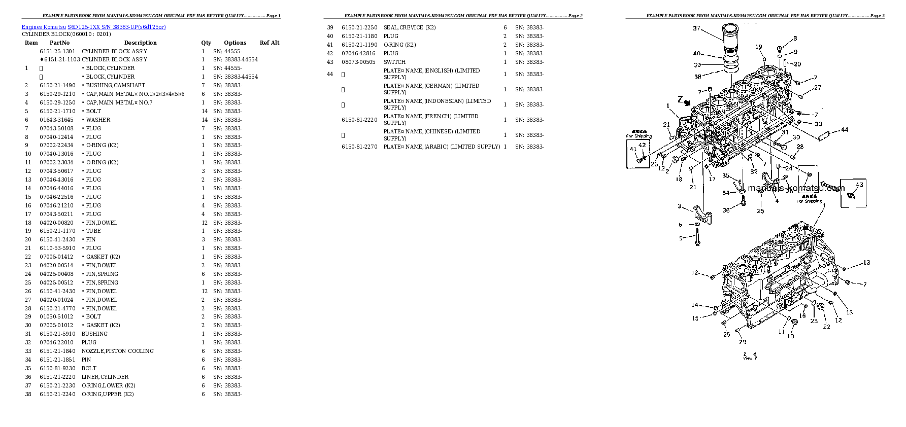 Protected: S6D125-1XX S/N 38383-UP Partsbook