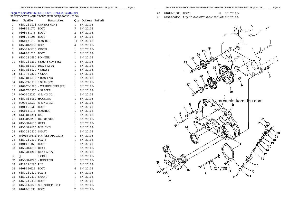 Protected: S6D125-1X S/N 19764-UP Partsbook