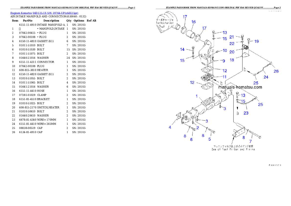 Protected: S6D125-1X S/N 19764-UP Partsbook