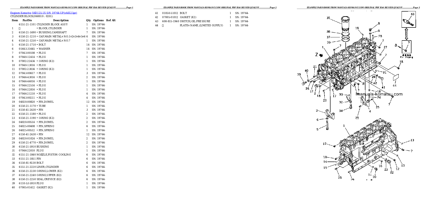 Protected: S6D125-1X S/N 19764-UP Partsbook