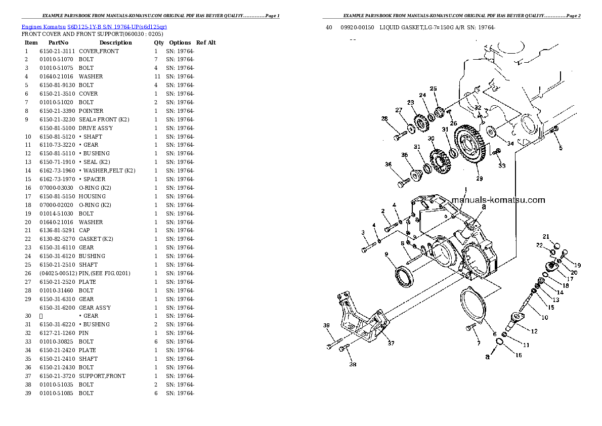 Protected: S6D125-1Y-B S/N 19764-UP Partsbook