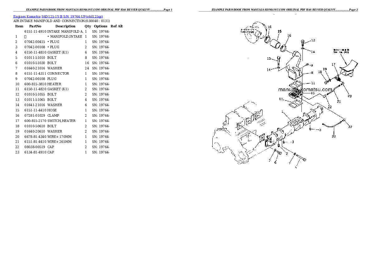 Protected: S6D125-1Y-B S/N 19764-UP Partsbook