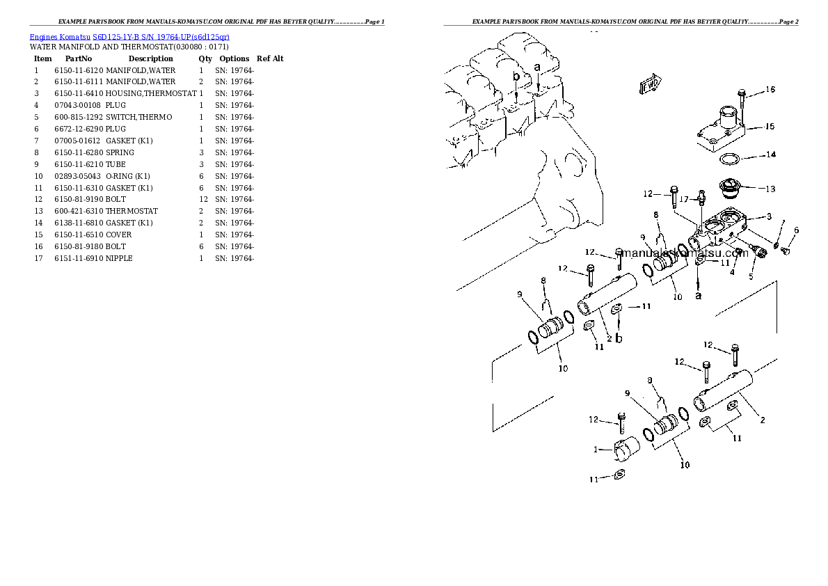 Protected: S6D125-1Y-B S/N 19764-UP Partsbook