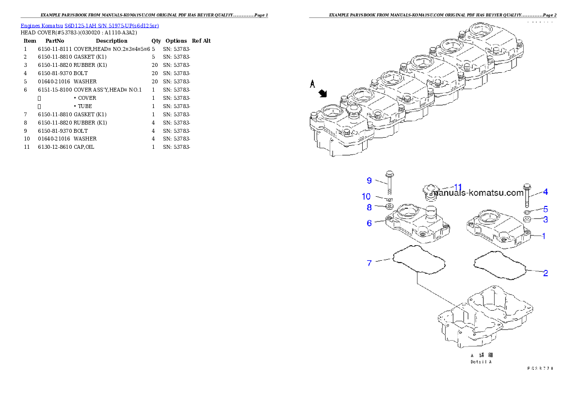 S6D125-1AH S/N 51975-UP Partsbook