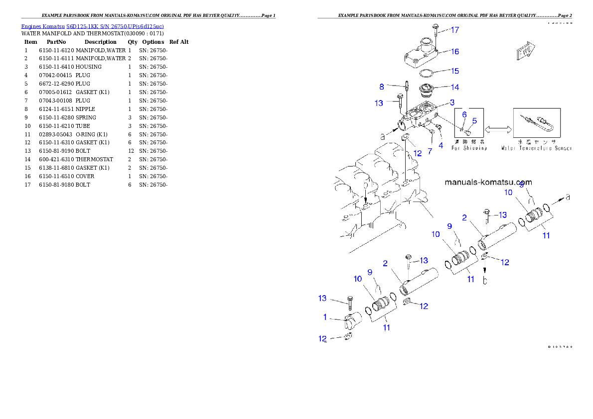 Protected: S6D125-1KK S/N 26750-UP Partsbook