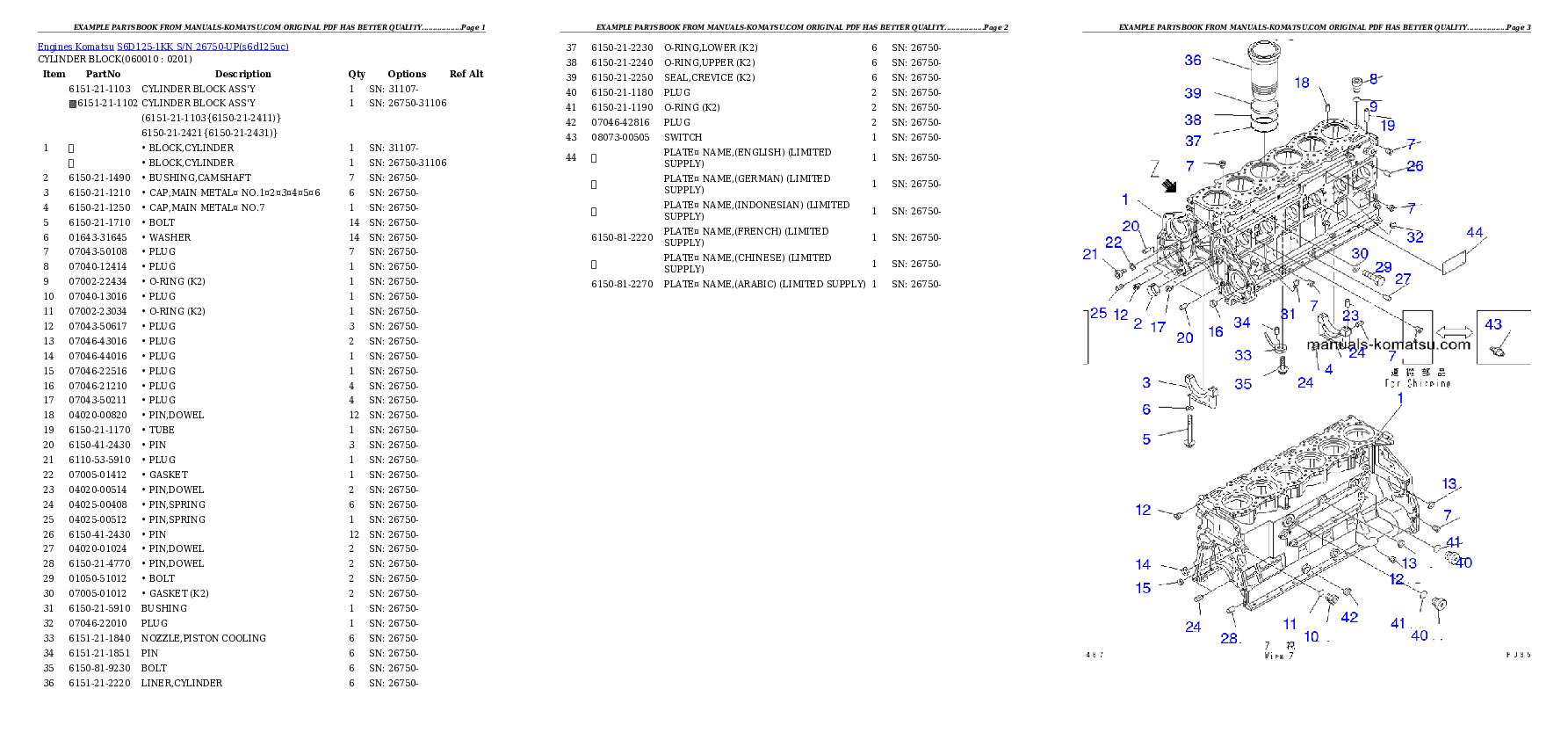 Protected: S6D125-1KK S/N 26750-UP Partsbook