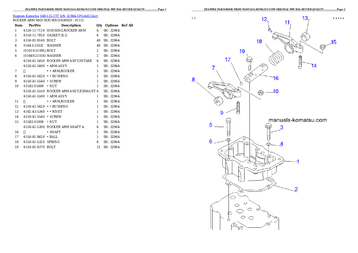 S6D125-1TT S/N 32964-UP Partsbook