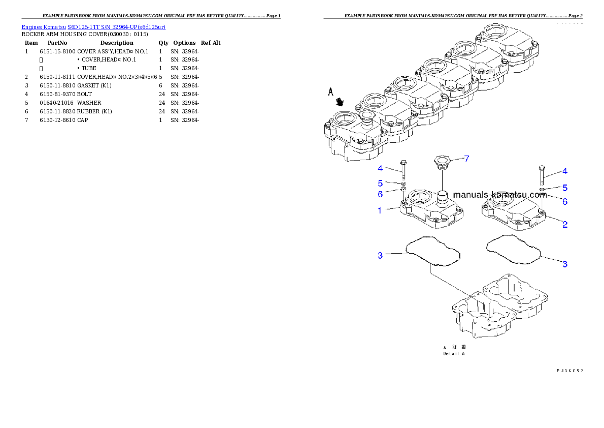 S6D125-1TT S/N 32964-UP Partsbook