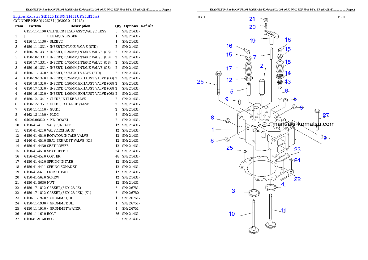 S6D125-1Z S/N 21431-UP Partsbook