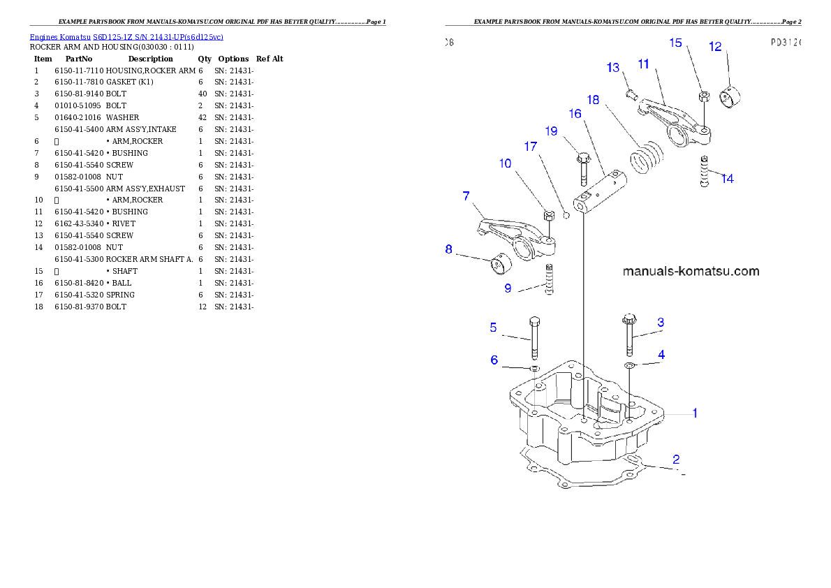 S6D125-1Z S/N 21431-UP Partsbook
