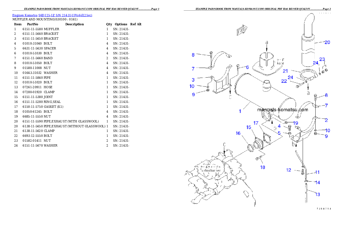 Protected: S6D125-1Z S/N 21431-UP Partsbook