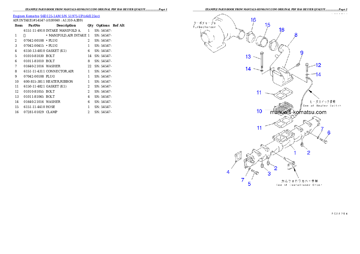 Protected: S6D125-1AM S/N 51975-UP Partsbook