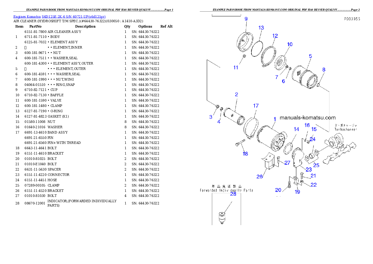 Protected: S6D125E-2K-6 S/N 60721-UP Partsbook