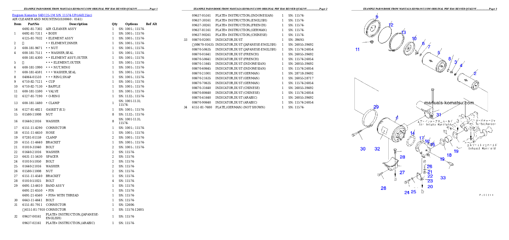 Protected: S6D125-1M S/N 11574-UP Partsbook
