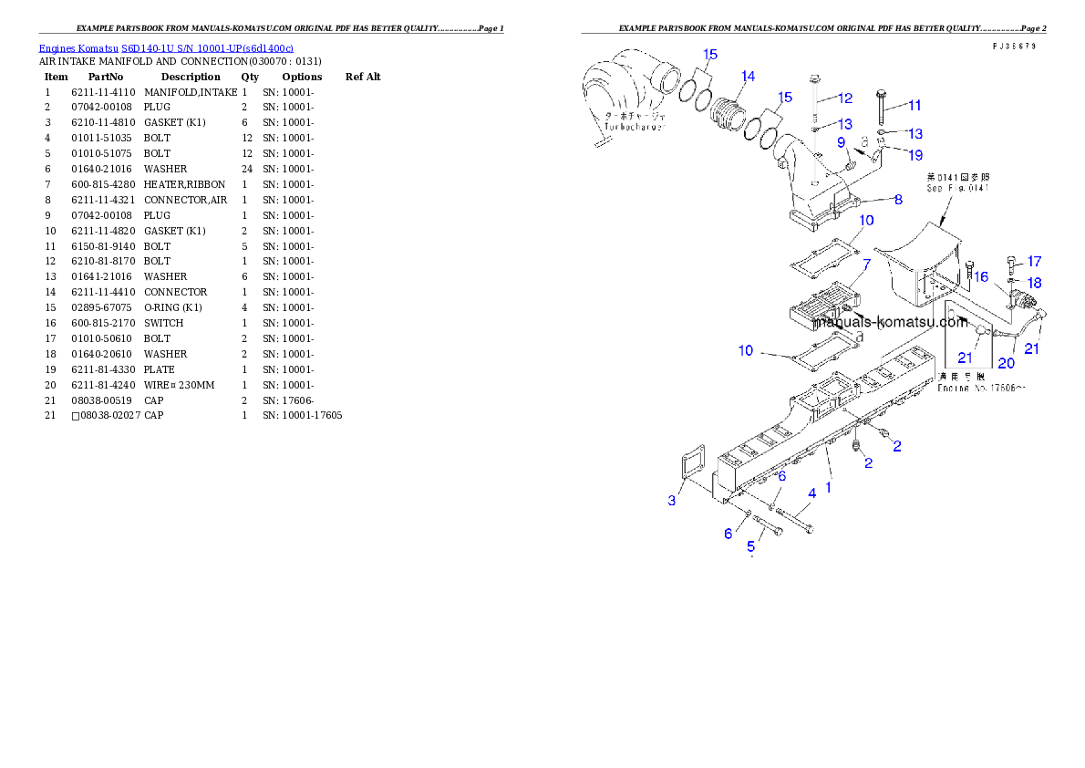 Protected: S6D140-1U S/N 10001-UP Partsbook
