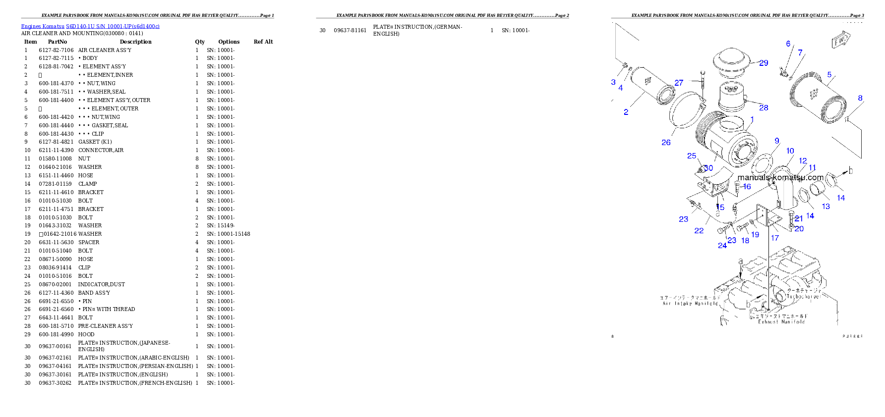 Protected: S6D140-1U S/N 10001-UP Partsbook