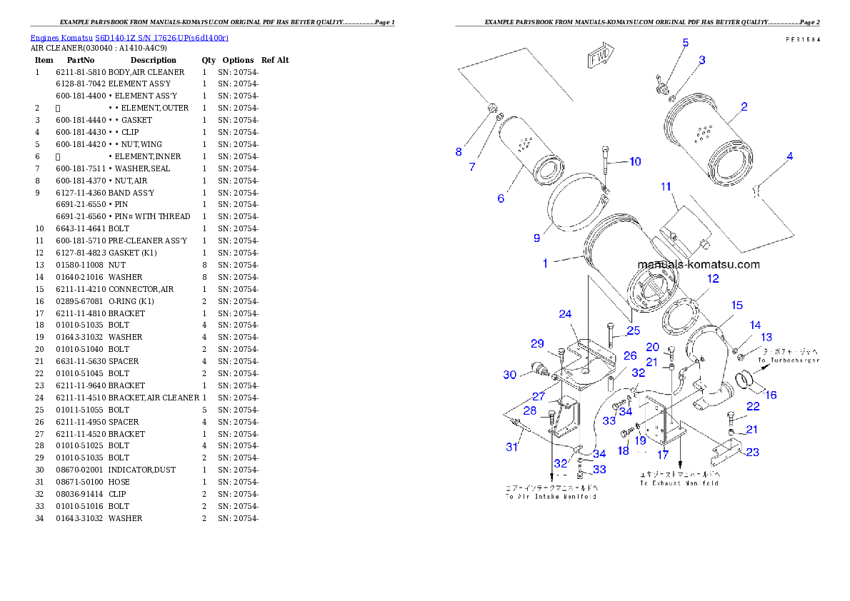 Protected: S6D140-1Z S/N 17626-UP Partsbook