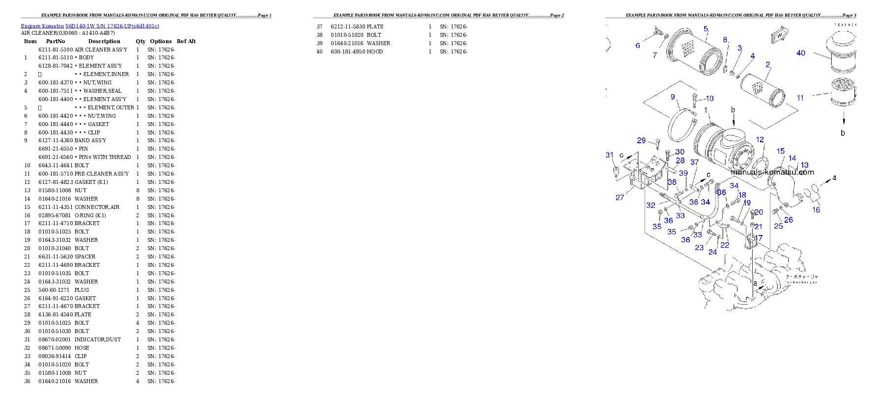 Protected: S6D140-1W S/N 17626-UP Partsbook