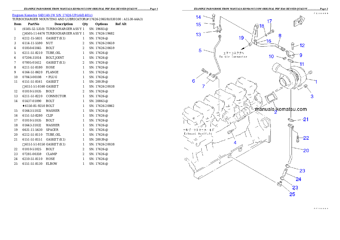 Protected: S6D140-1W S/N 17626-UP Partsbook