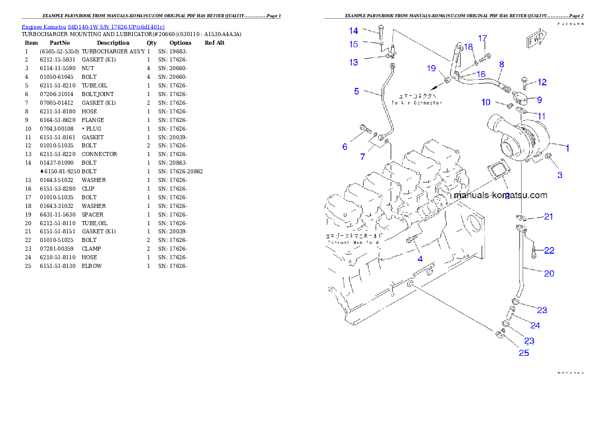 Protected: S6D140-1W S/N 17626-UP Partsbook
