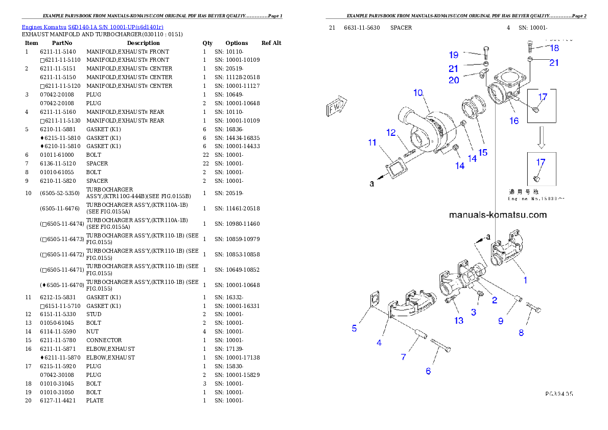 Protected: S6D140-1A S/N 10001-UP Partsbook
