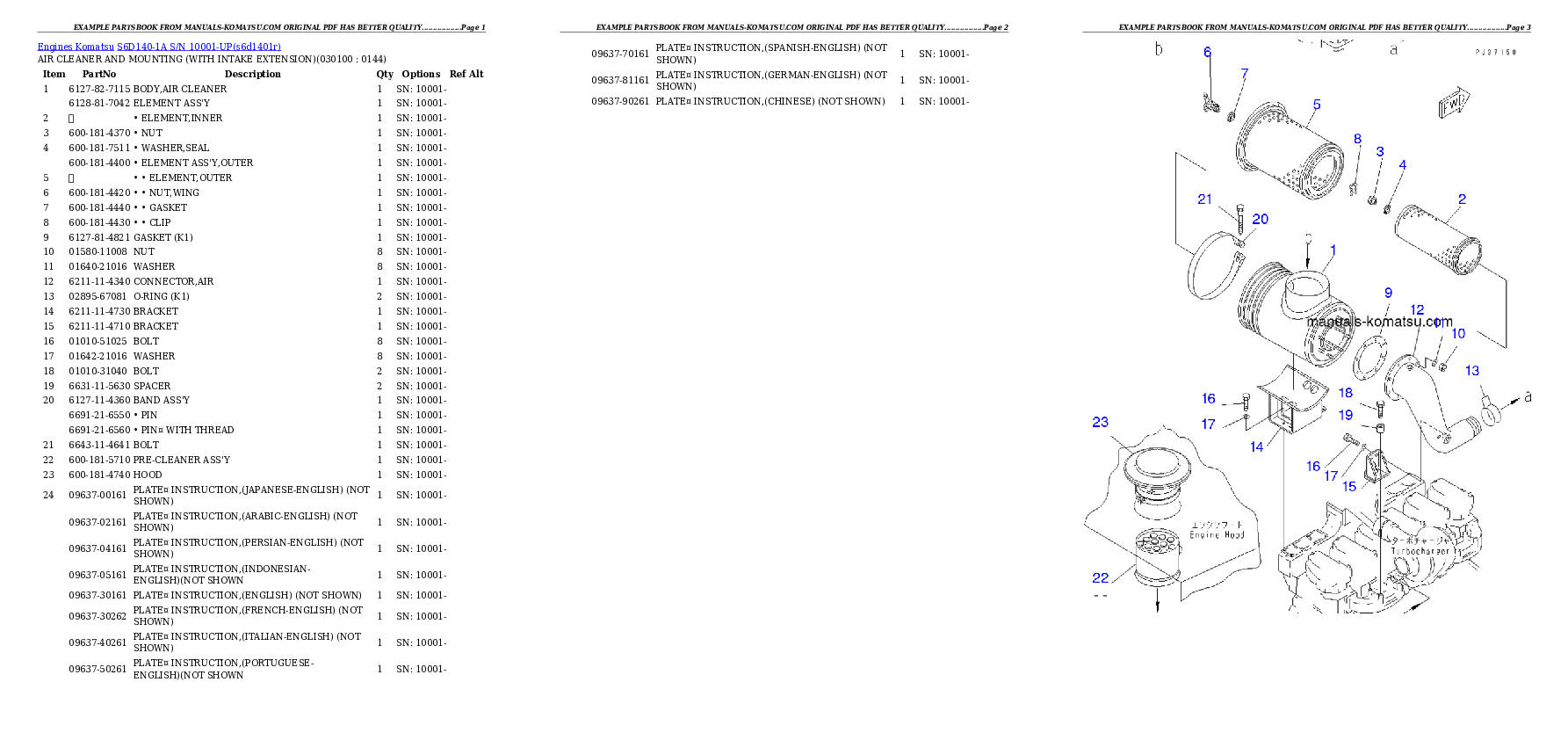 Protected: S6D140-1A S/N 10001-UP Partsbook