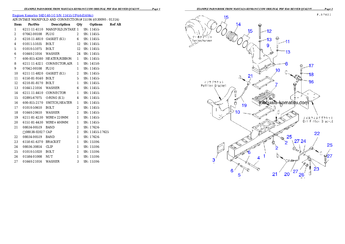 Protected: S6D140-1G S/N 11455-UP Partsbook
