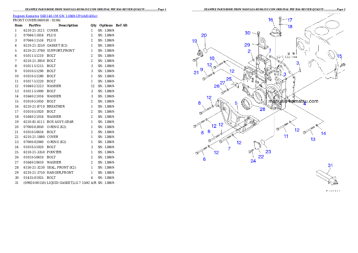 Protected: S6D140-1M S/N 13869-UP Partsbook